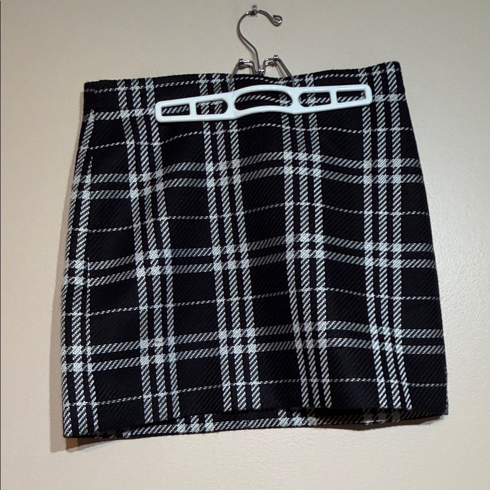 J. Crew Black and White Checkered Mini Skirt